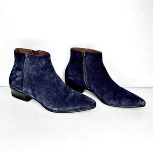 Aquatalia Navy Blue Suede Booties Italian Ankle Boots
